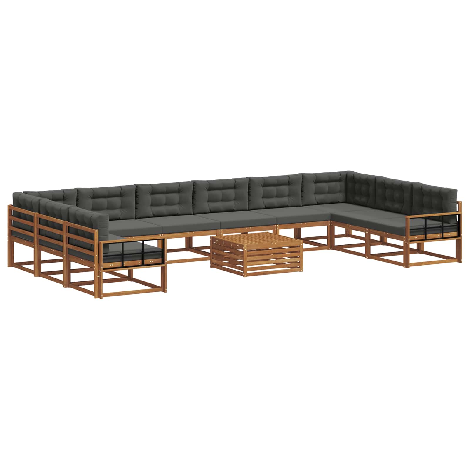 Outdoor-Sofagarnitur mit Kissen 11 pcs Natur und Anthrazit