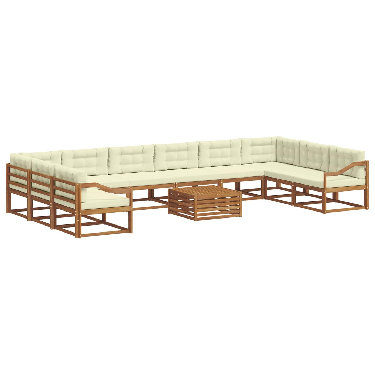 Outdoor-Sofagarnitur mit Kissen 11 pcs Natur und Creme