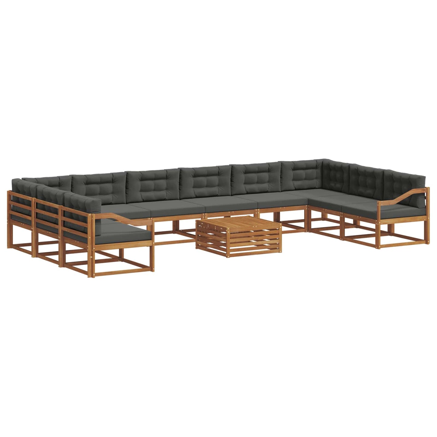 Outdoor-Sofagarnitur mit Kissen 11 pcs Natur und Anthrazit