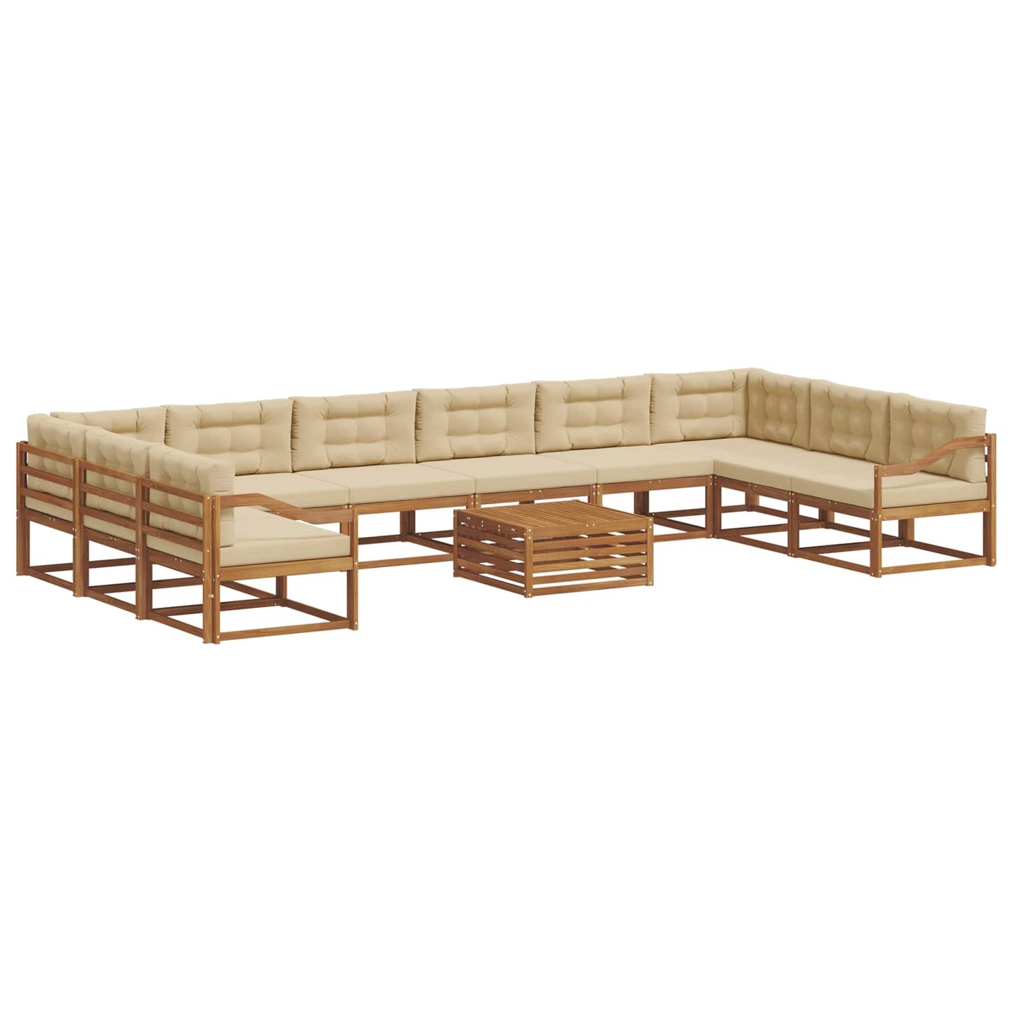 Outdoor-Sofagarnitur mit Kissen 11 pcs Natur und Beige