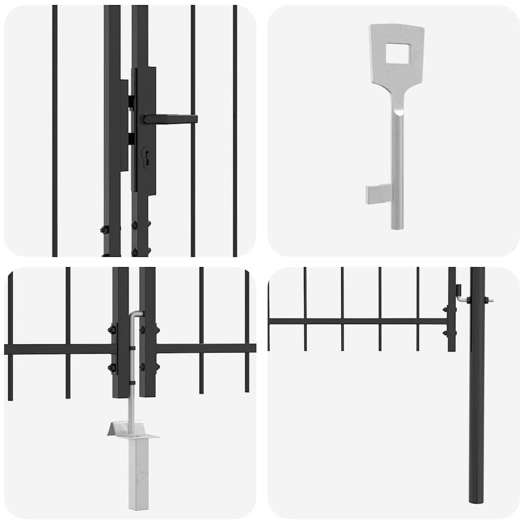 Doppeltor WOERDEN 400 x 174,5 cm Stahl Grau Abschließbar