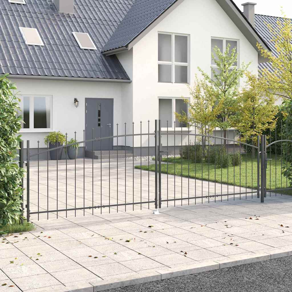Doppeltor WOERDEN 400 x 174,5 cm Stahl Grau Abschließbar