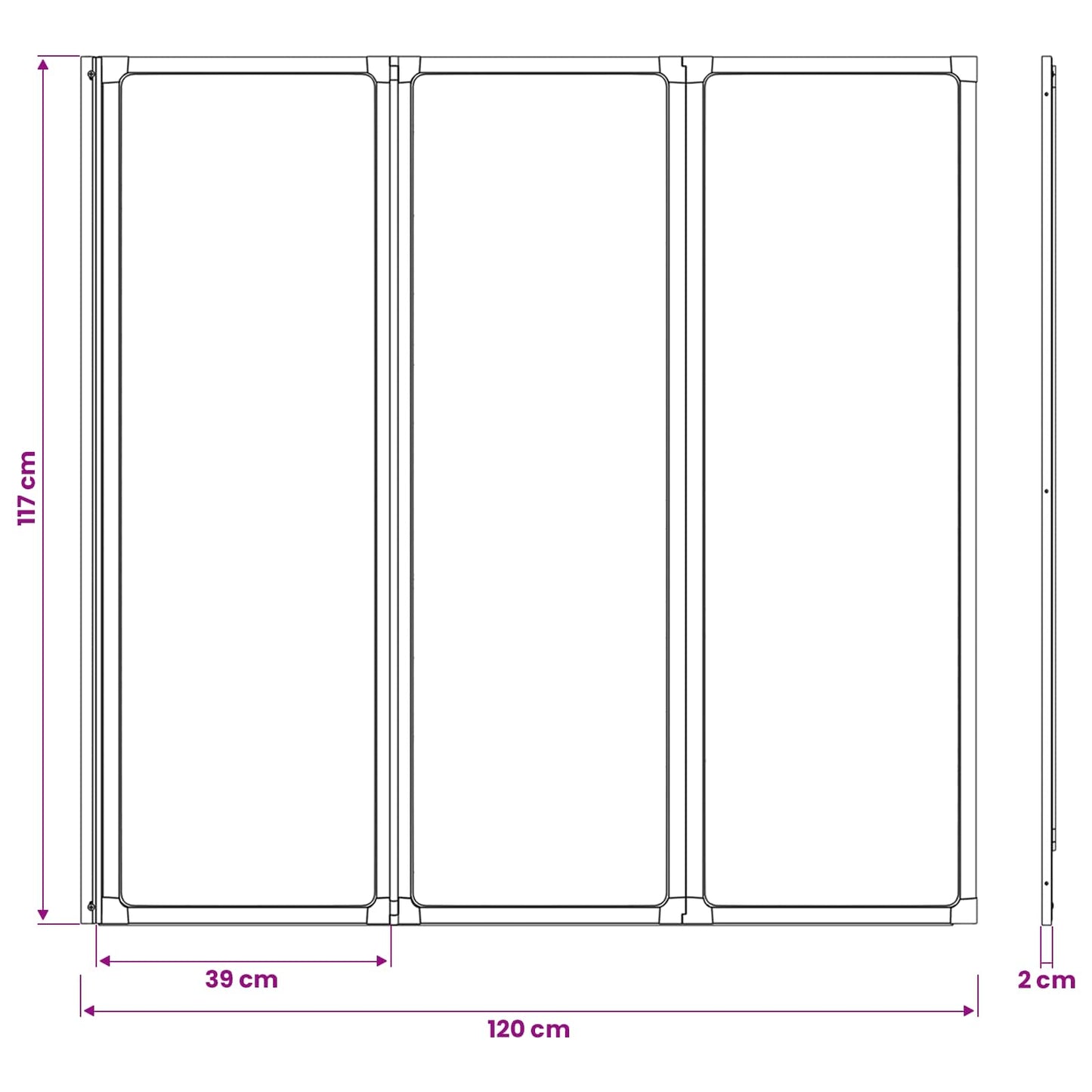 Duschwand Schwarz 120 x 2 x 117 cm Aluminium und PP