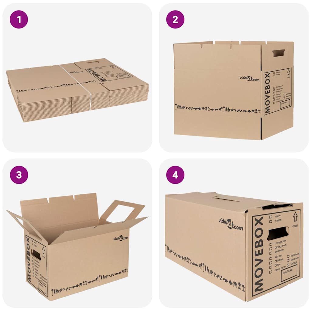 Umzugsbox mit Speicher 20 stk. Natur 59 x 31,5 x 31,5 cm Karton