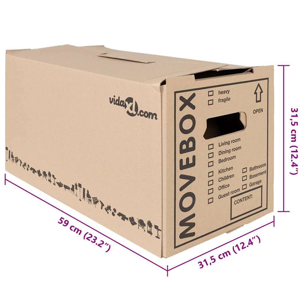 Umzugsbox mit Speicher 20 stk. Natur 59 x 31,5 x 31,5 cm Karton