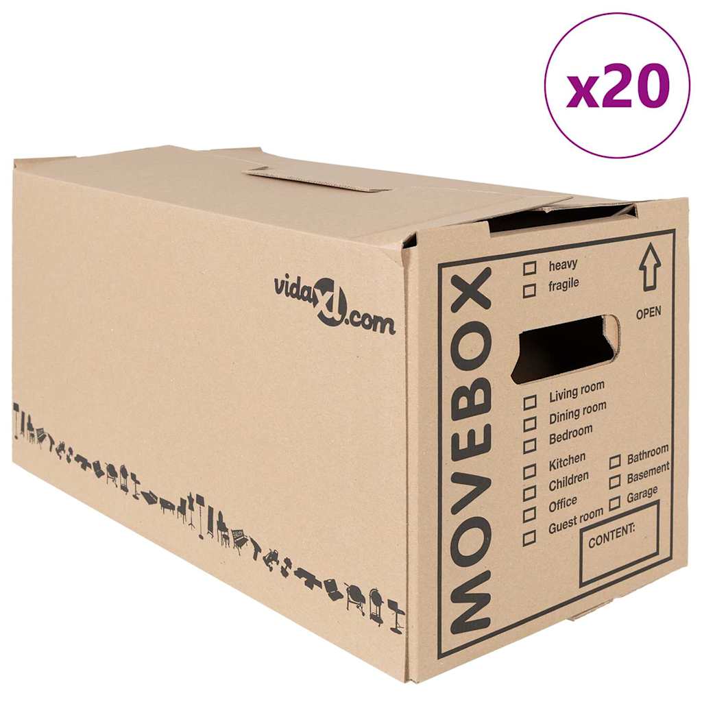 Umzugsbox mit Speicher 20 stk. Natur 59 x 31,5 x 31,5 cm Karton