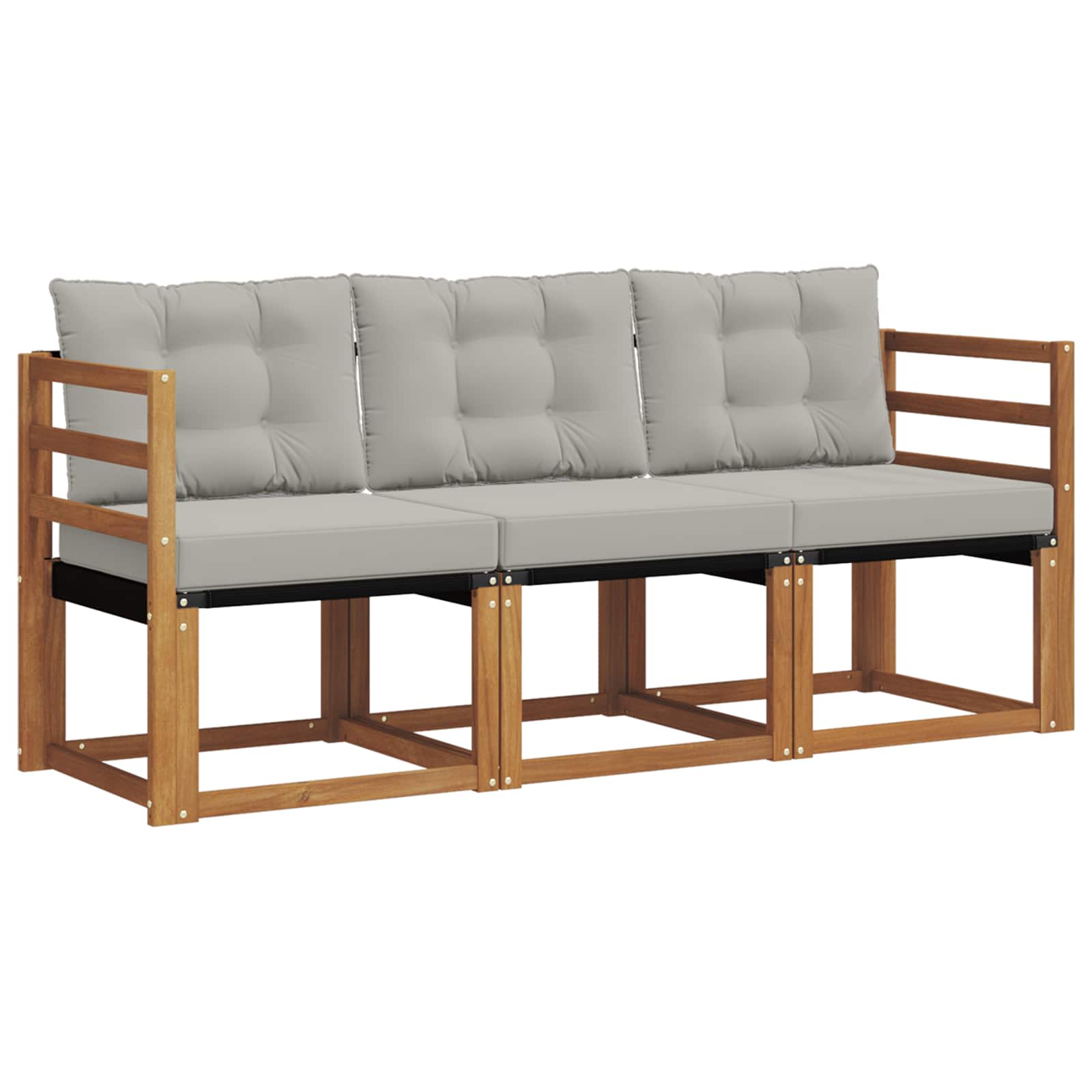 Outdoor-Sofagarnitur mit Kissen 3 pcs Natürlich und Hellgrau