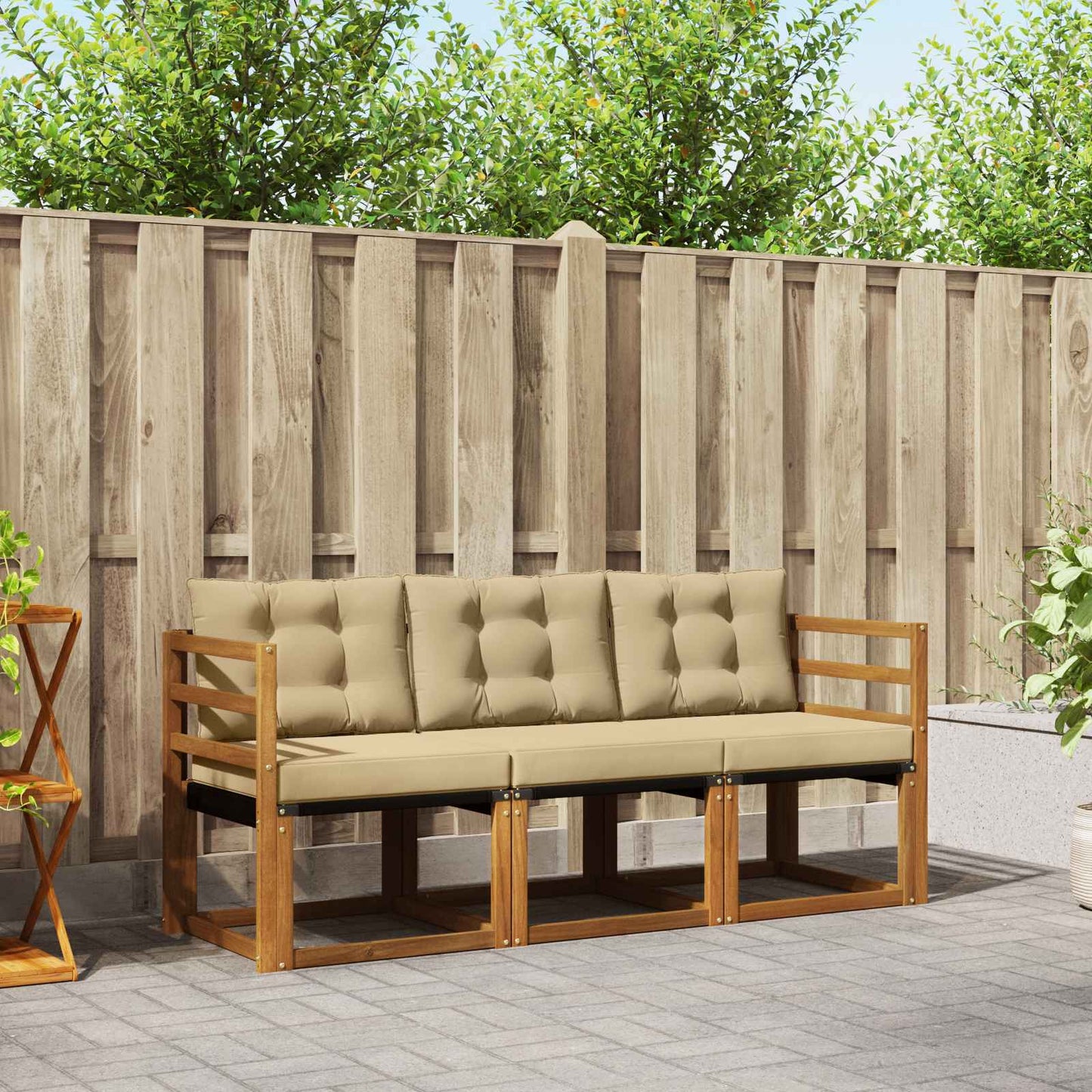 Outdoor-Sofagarnitur 3 stk. Natur und Beige