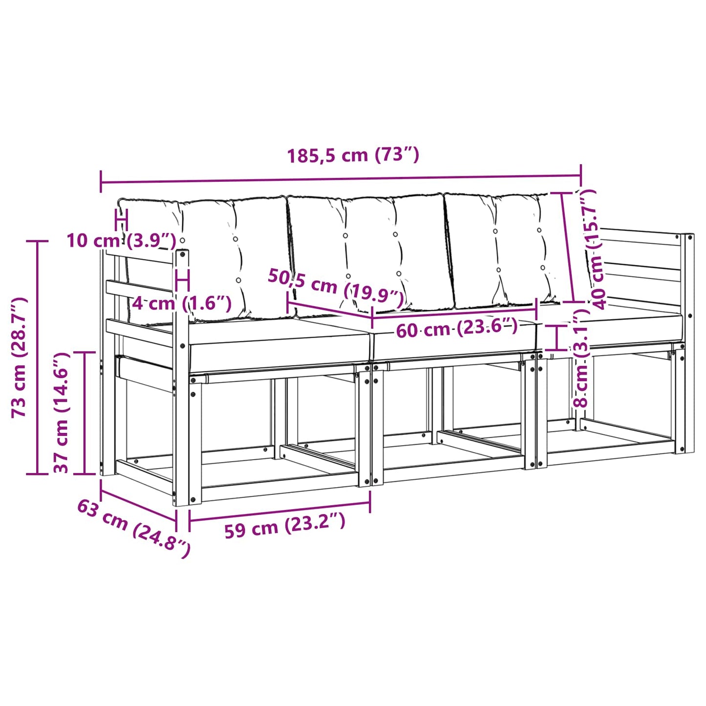 Outdoor-Sofagarnitur 3 stk. Natur und Beige