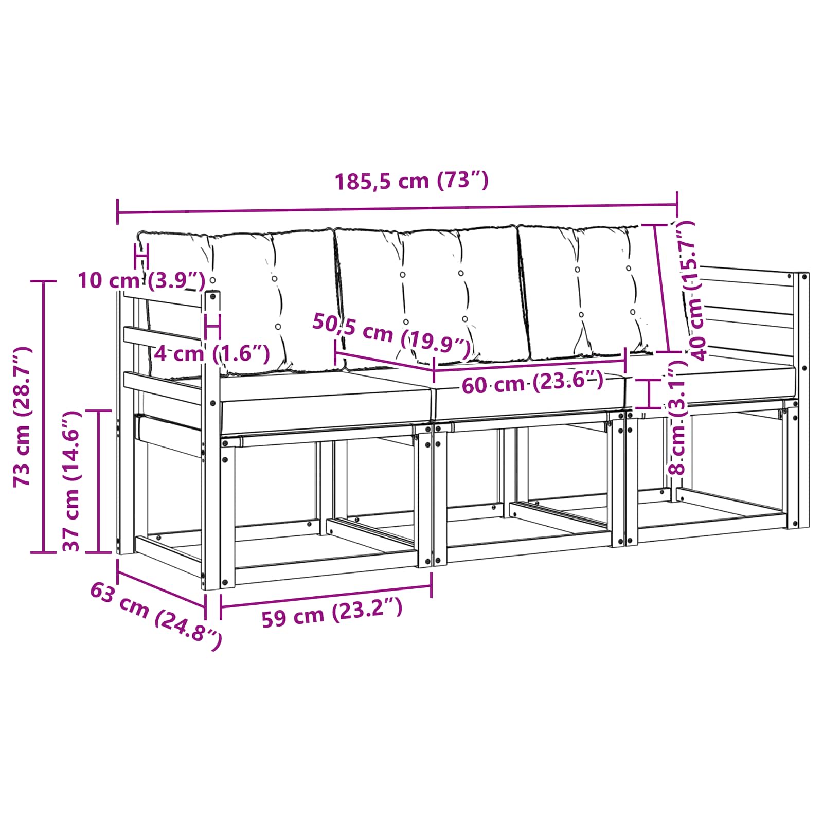 Outdoor-Sofagarnitur 3 stk. Natur und Beige