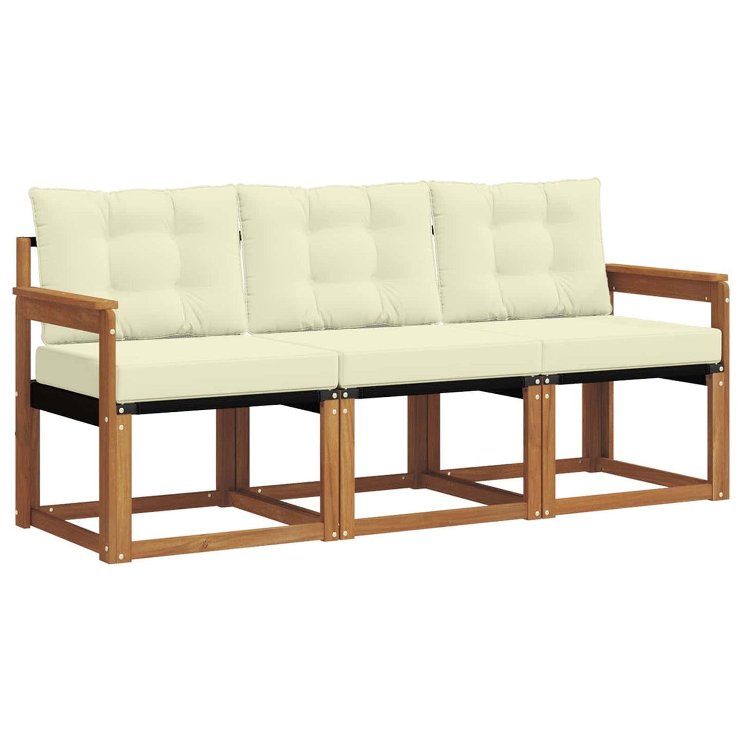 Outdoor-Sofagarnitur mit Kissen 3 pcs Natur und Creme