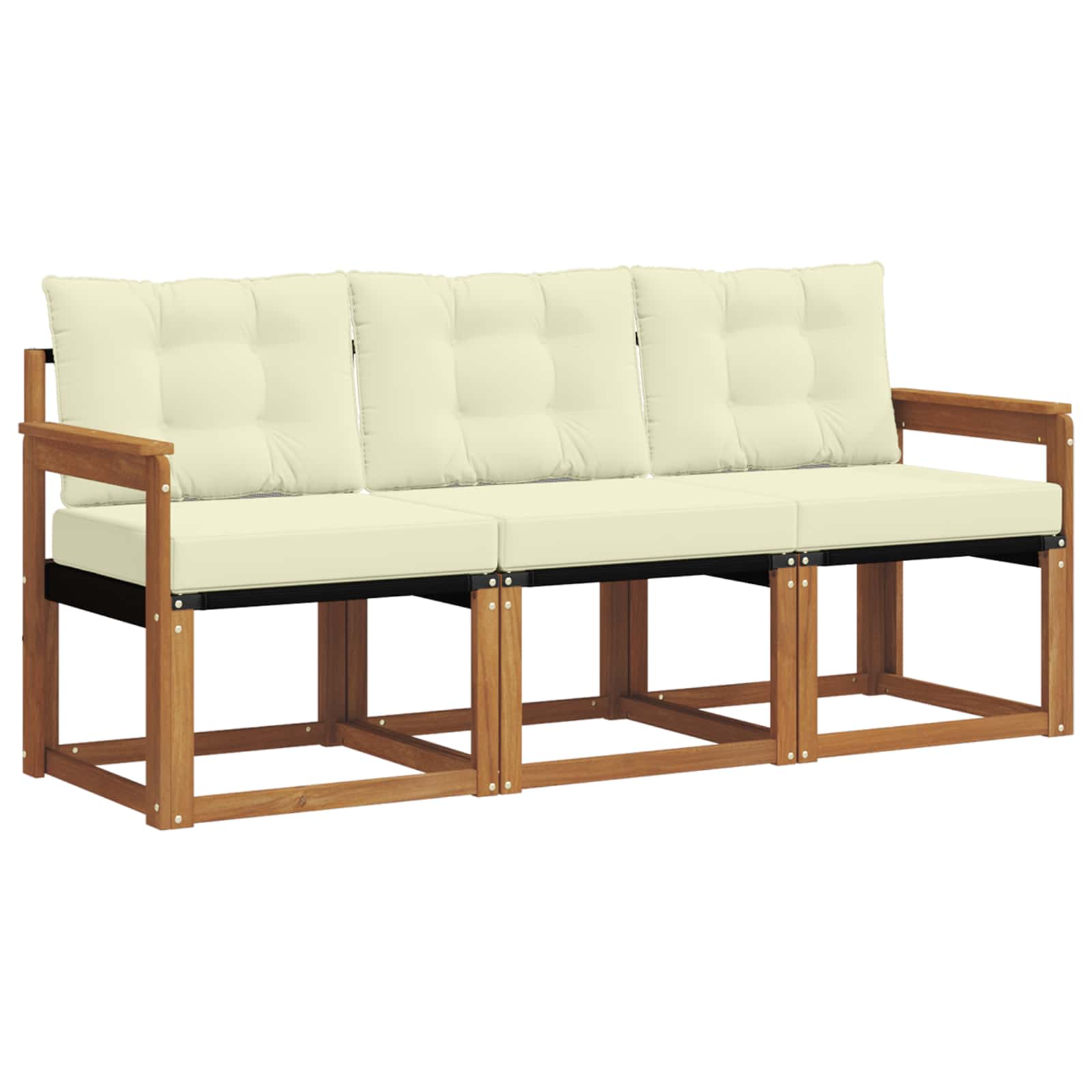 Outdoor-Sofagarnitur mit Kissen 3 pcs Natur und Creme