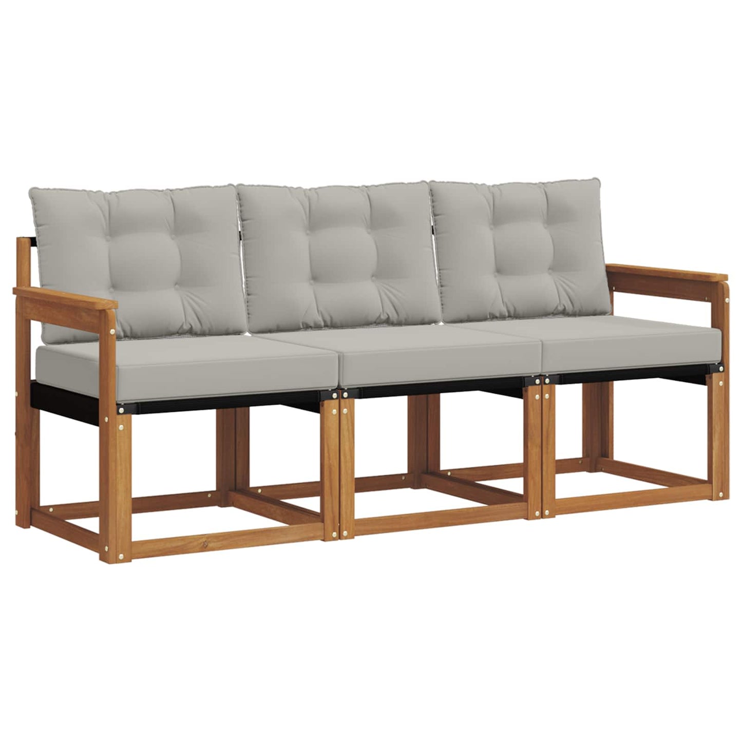 Outdoor-Sofagarnitur mit Kissen 3 pcs Natürlich und Hellgrau