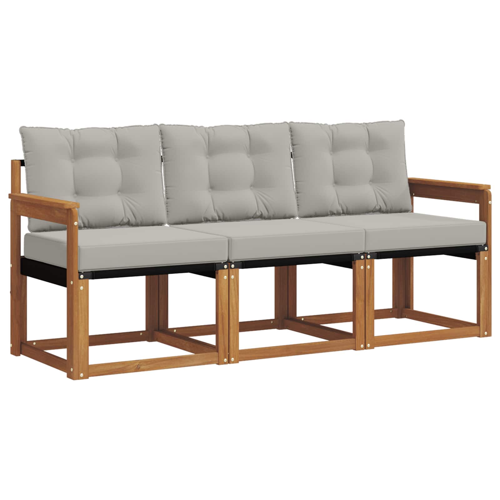 Outdoor-Sofagarnitur mit Kissen 3 pcs Natürlich und Hellgrau