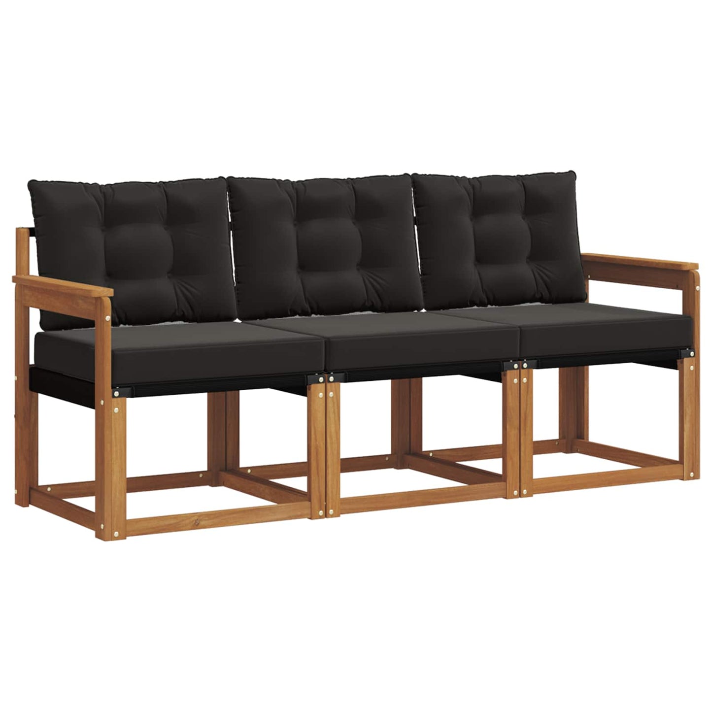 Outdoor-Sofagarnitur mit Kissen 3 pcs Natürlich und Schwarz