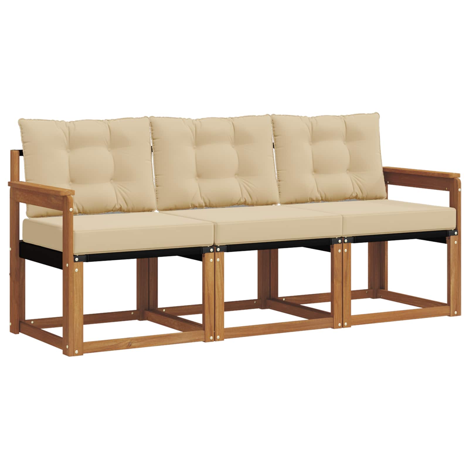 Outdoor-Sofagarnitur 3 stk. Natur und Beige
