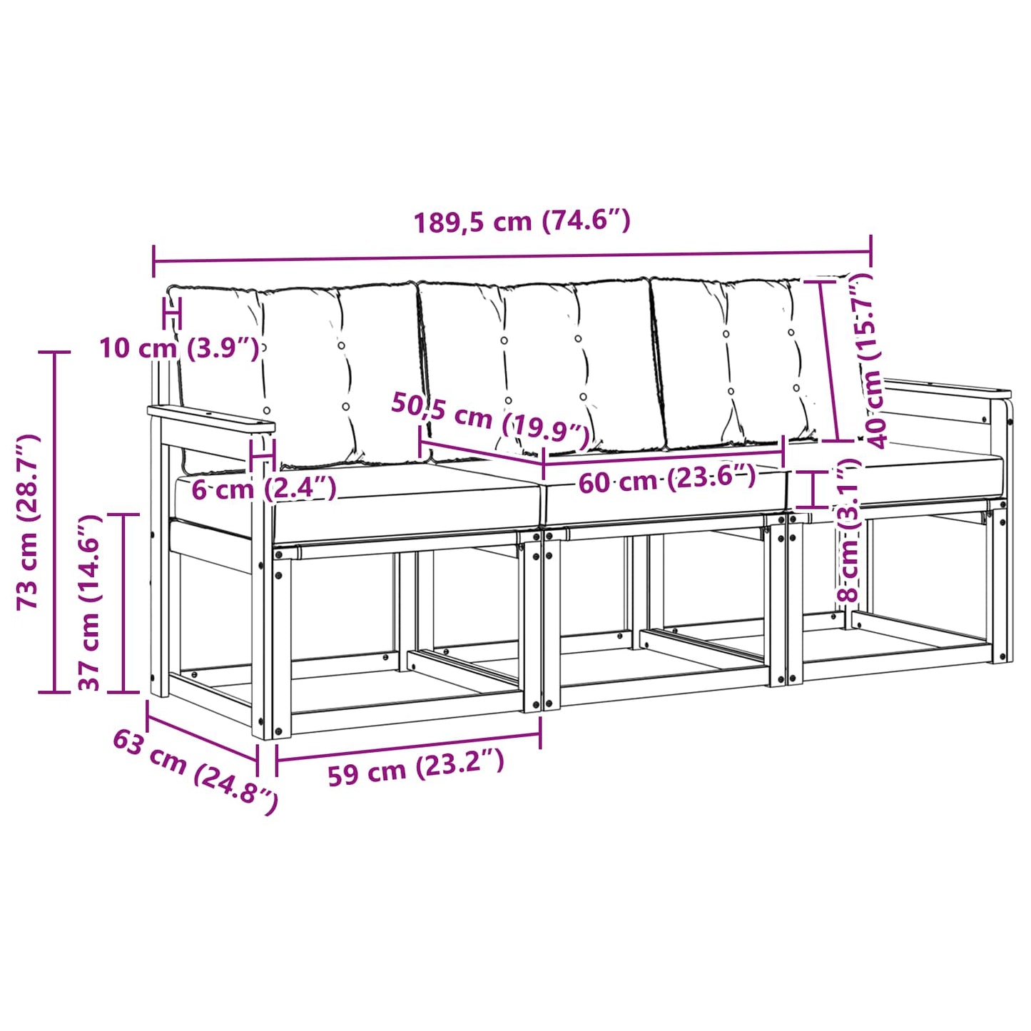 Outdoor-Sofagarnitur 3 stk. Natur und Beige