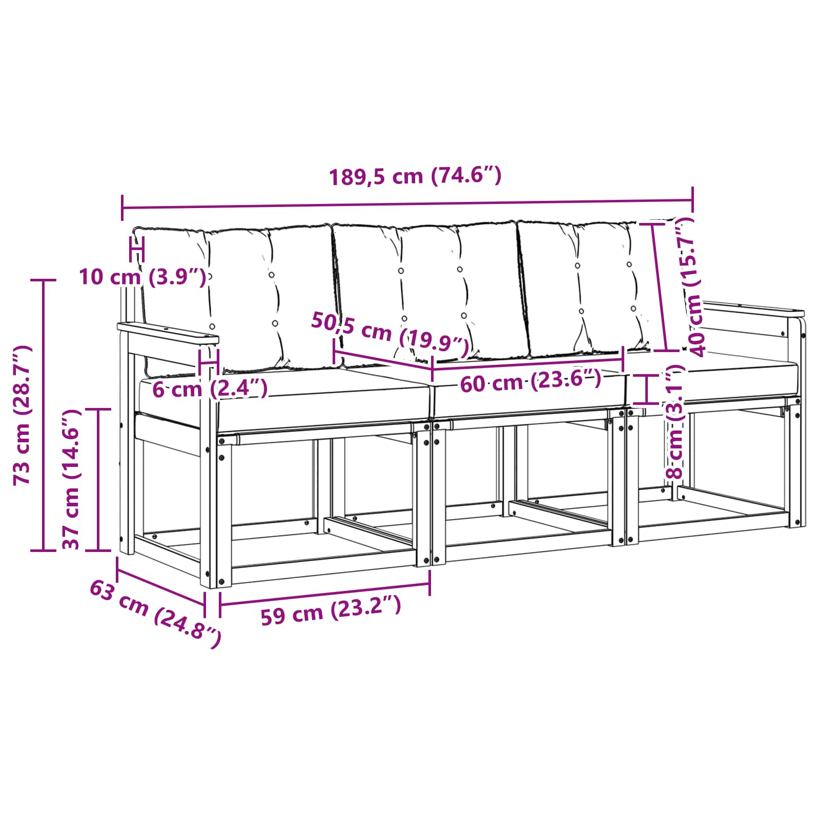 Outdoor-Sofagarnitur 3 stk. Natur und Beige