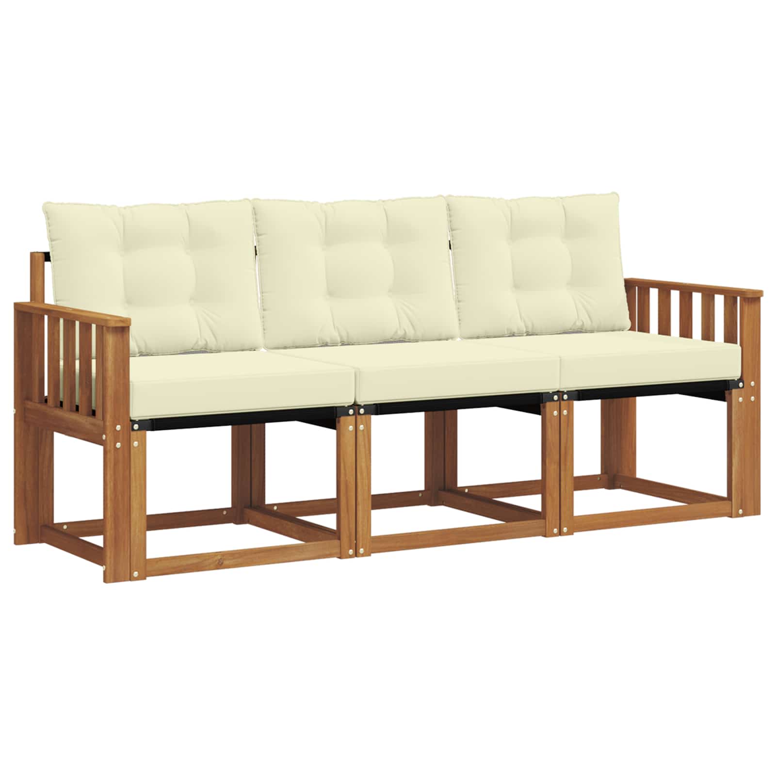 Outdoor-Sofagarnitur mit Kissen 3 pcs Natur und Creme