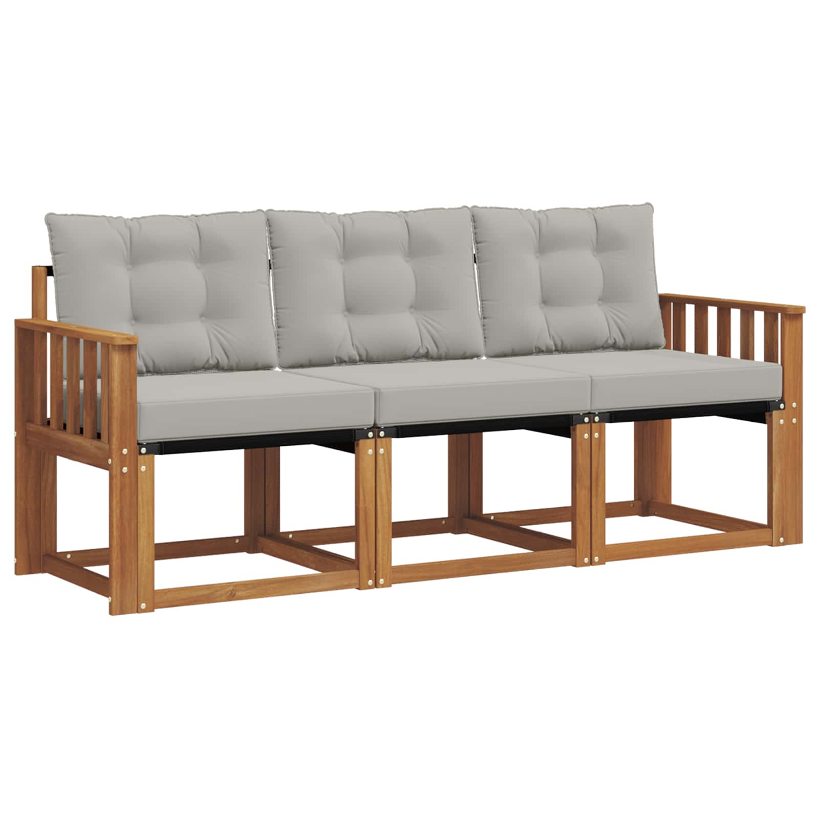 Outdoor-Sofagarnitur mit Kissen 3 pcs Natürlich und Hellgrau