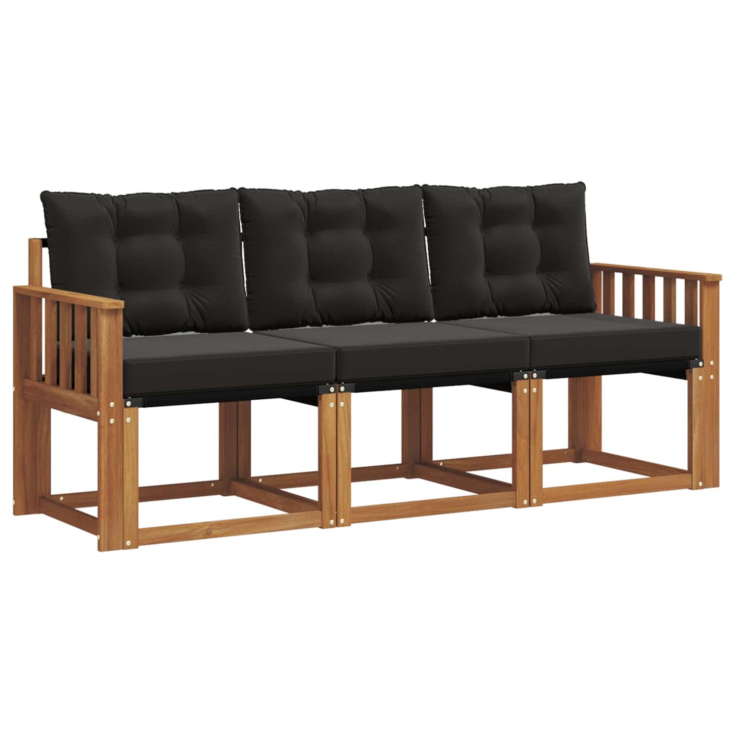 Outdoor-Sofagarnitur mit Kissen 3 pcs Natürlich und Schwarz