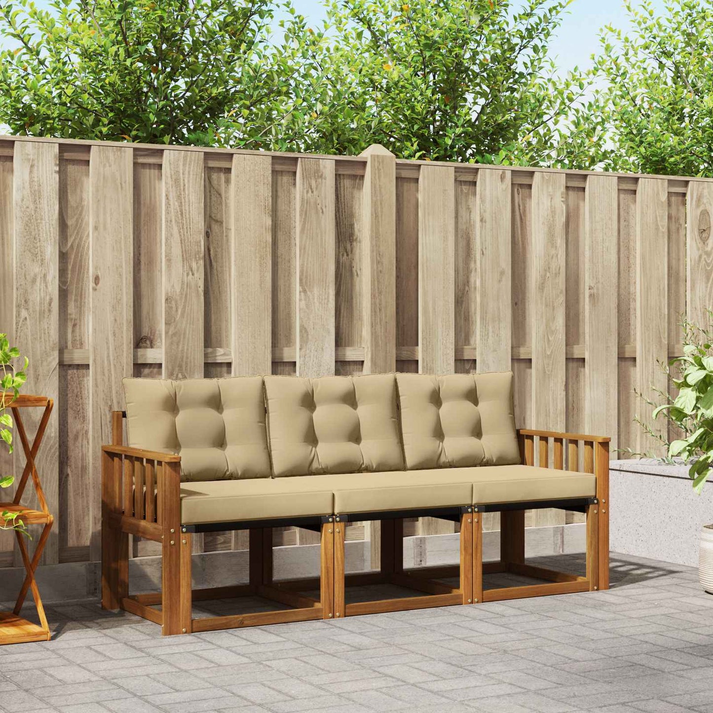 Outdoor-Sofagarnitur 3 stk. Natur und Beige