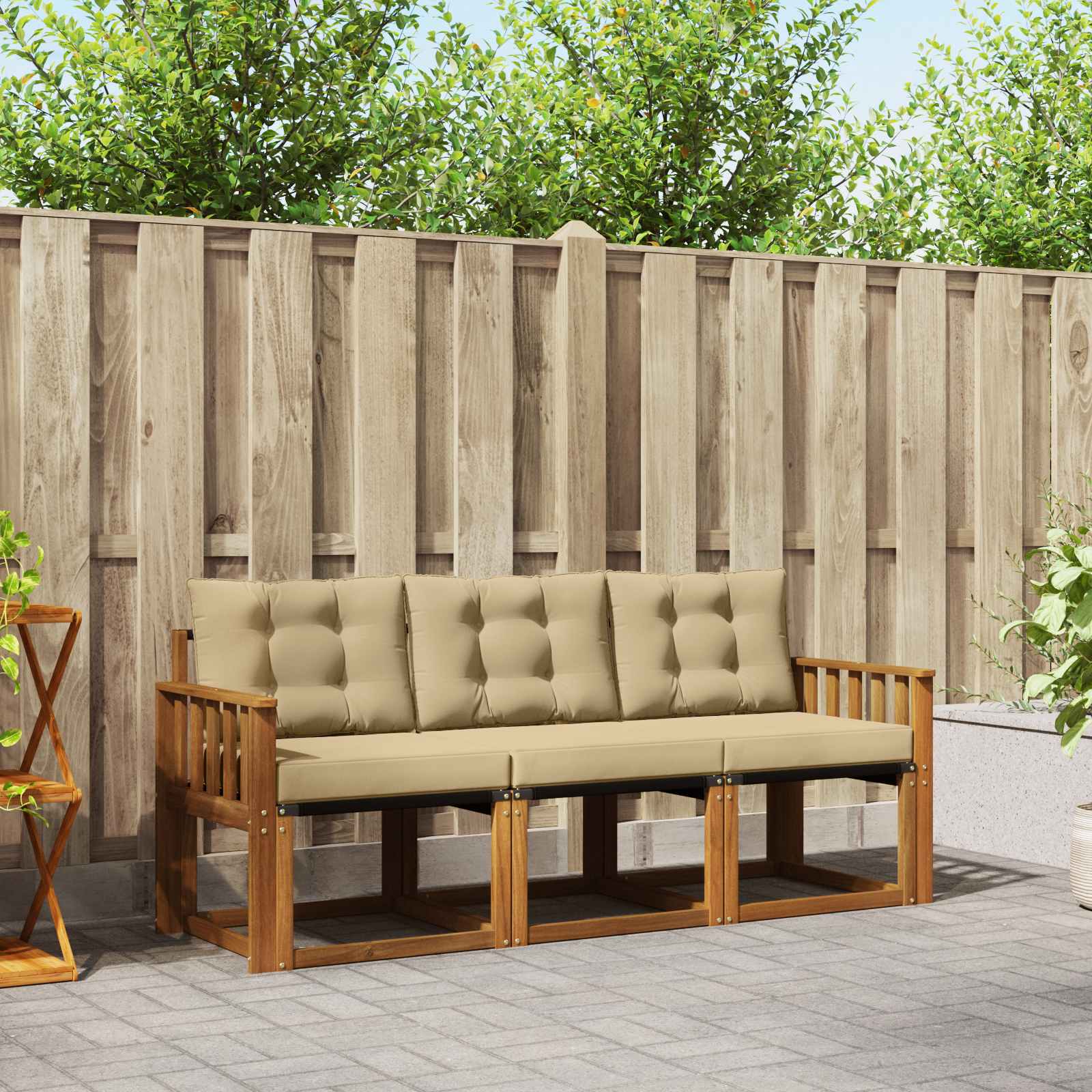 Outdoor-Sofagarnitur 3 stk. Natur und Beige
