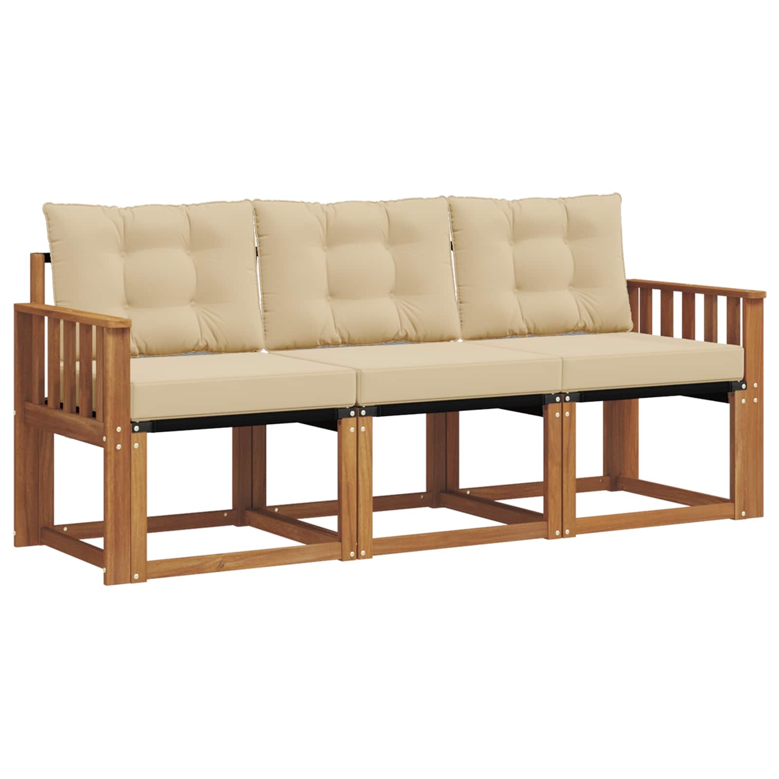 Outdoor-Sofagarnitur 3 stk. Natur und Beige