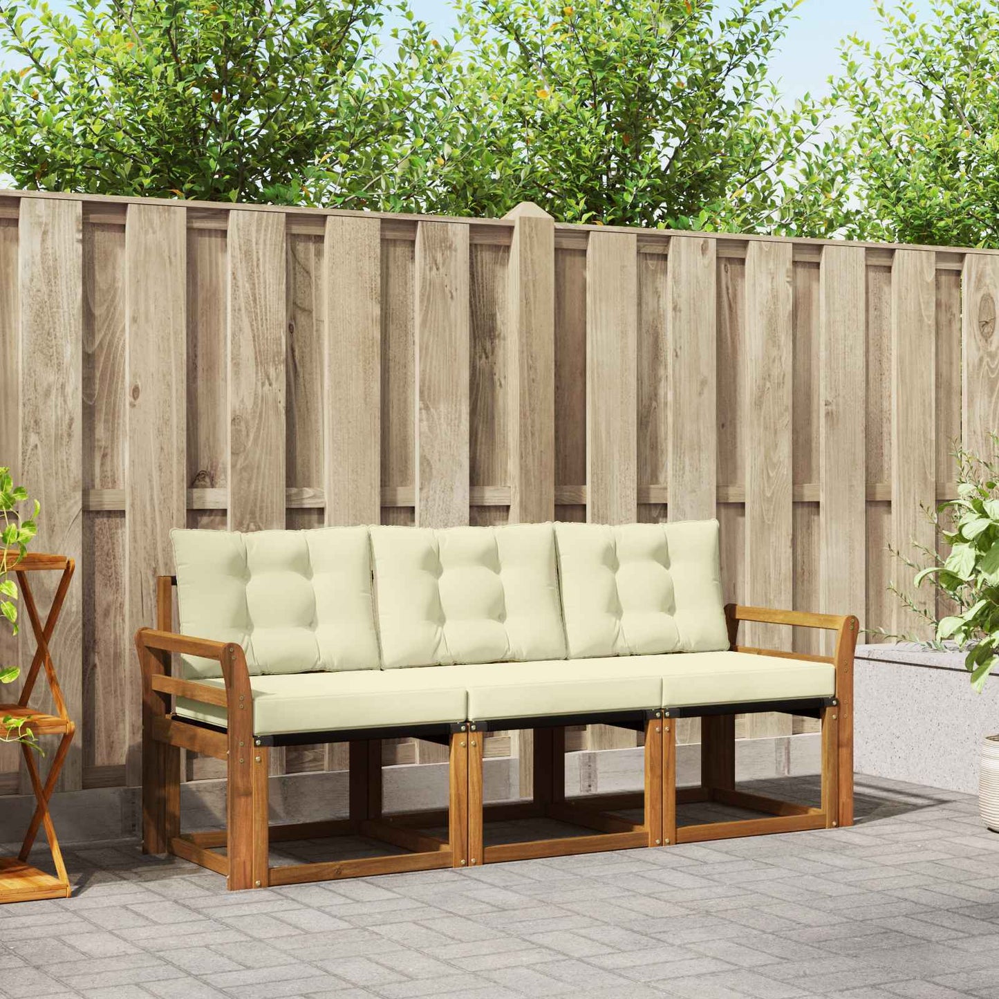 Outdoor-Sofagarnitur 3 stk. Natur und Creme