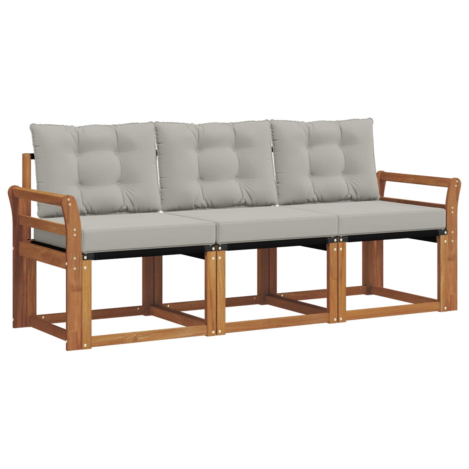 Outdoor-Sofagarnitur mit Kissen 3 pcs Natürlich und Hellgrau