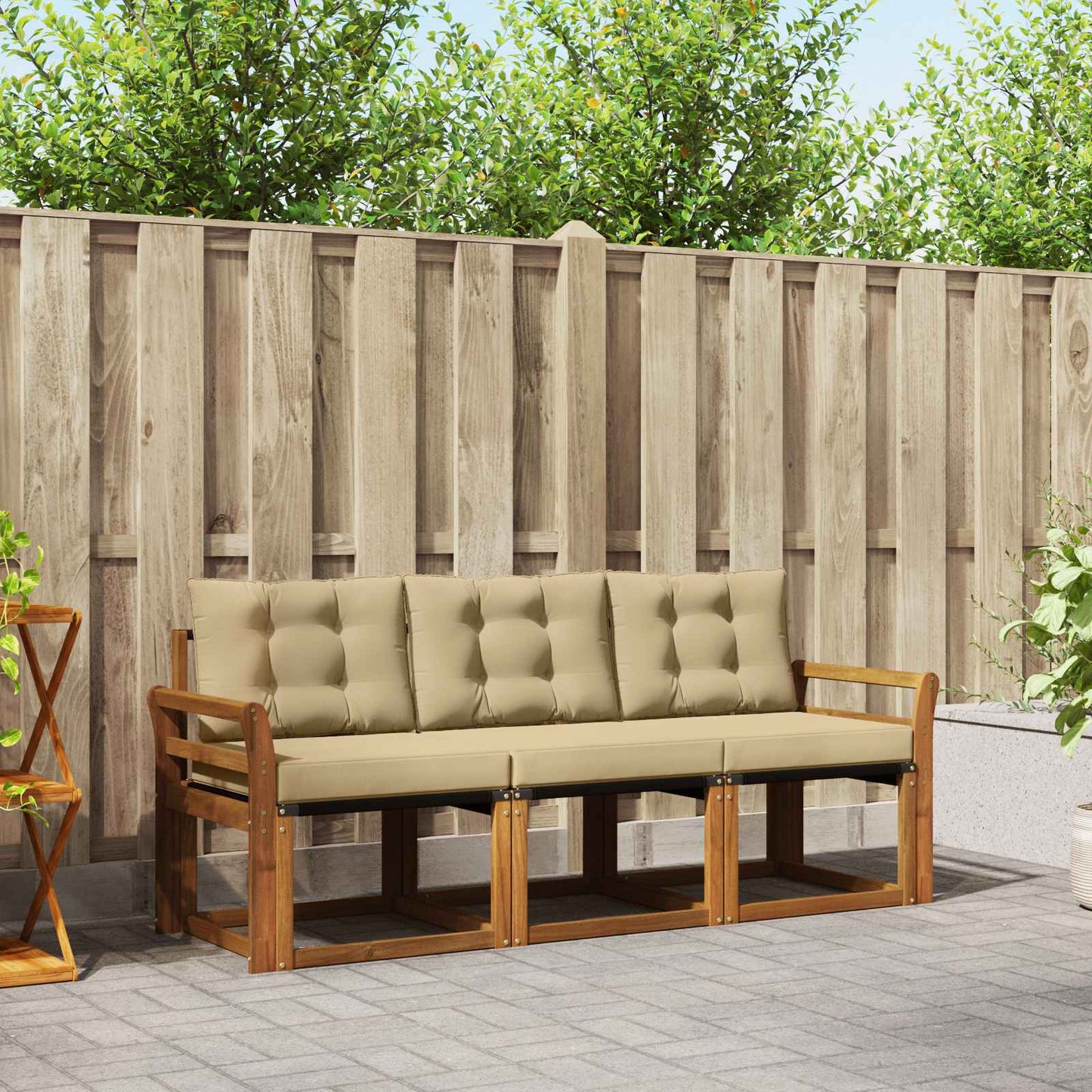 Outdoor-Sofagarnitur 3 stk. Natur und Beige