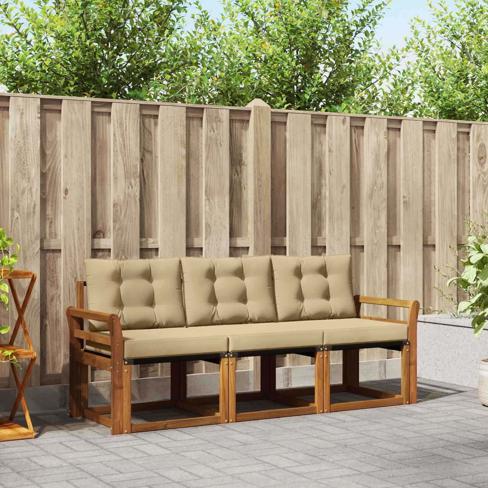 Outdoor-Sofagarnitur 3 stk. Natur und Beige