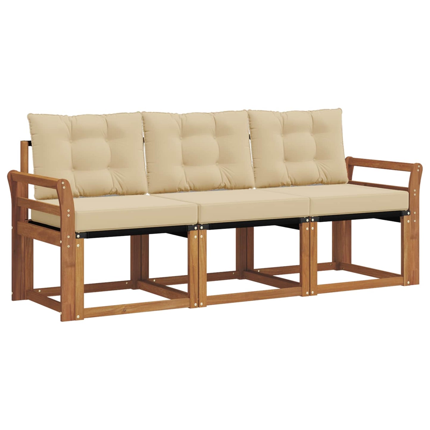 Outdoor-Sofagarnitur 3 stk. Natur und Beige