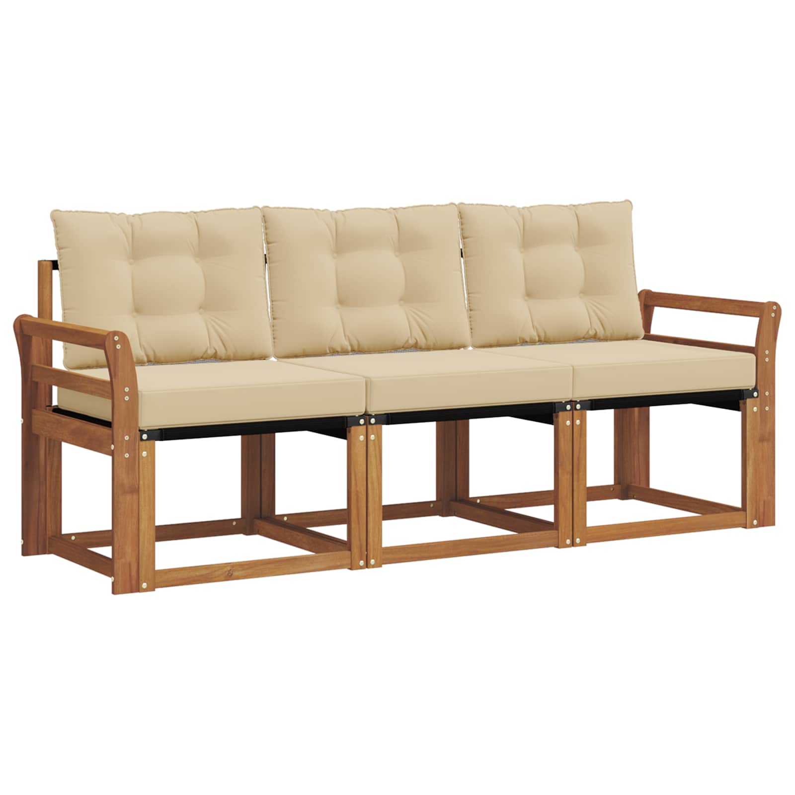 Outdoor-Sofagarnitur 3 stk. Natur und Beige