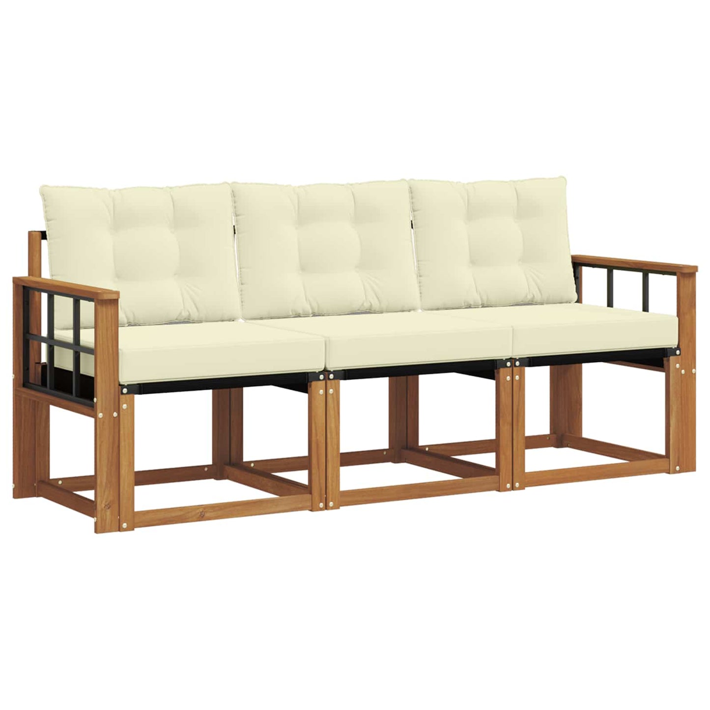 Outdoor-Sofagarnitur 3 stk. Natur und Creme