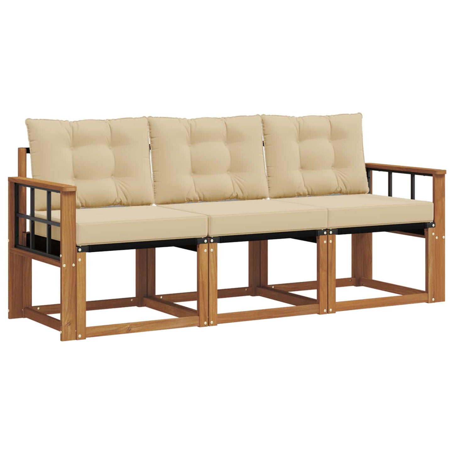 Outdoor-Sofagarnitur 3 stk. Natur und Beige
