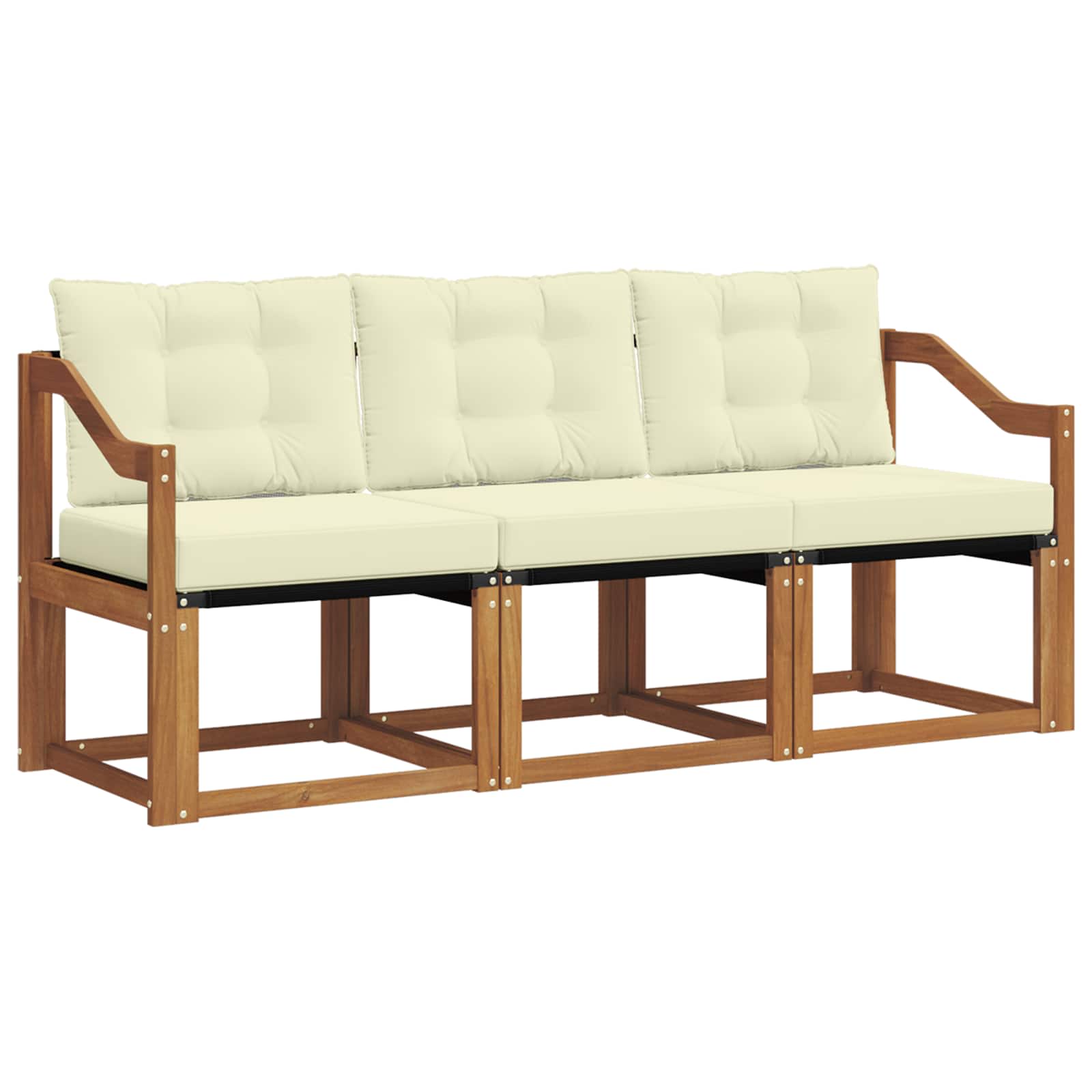 Outdoor-Sofagarnitur 3 stk. Natur und Creme