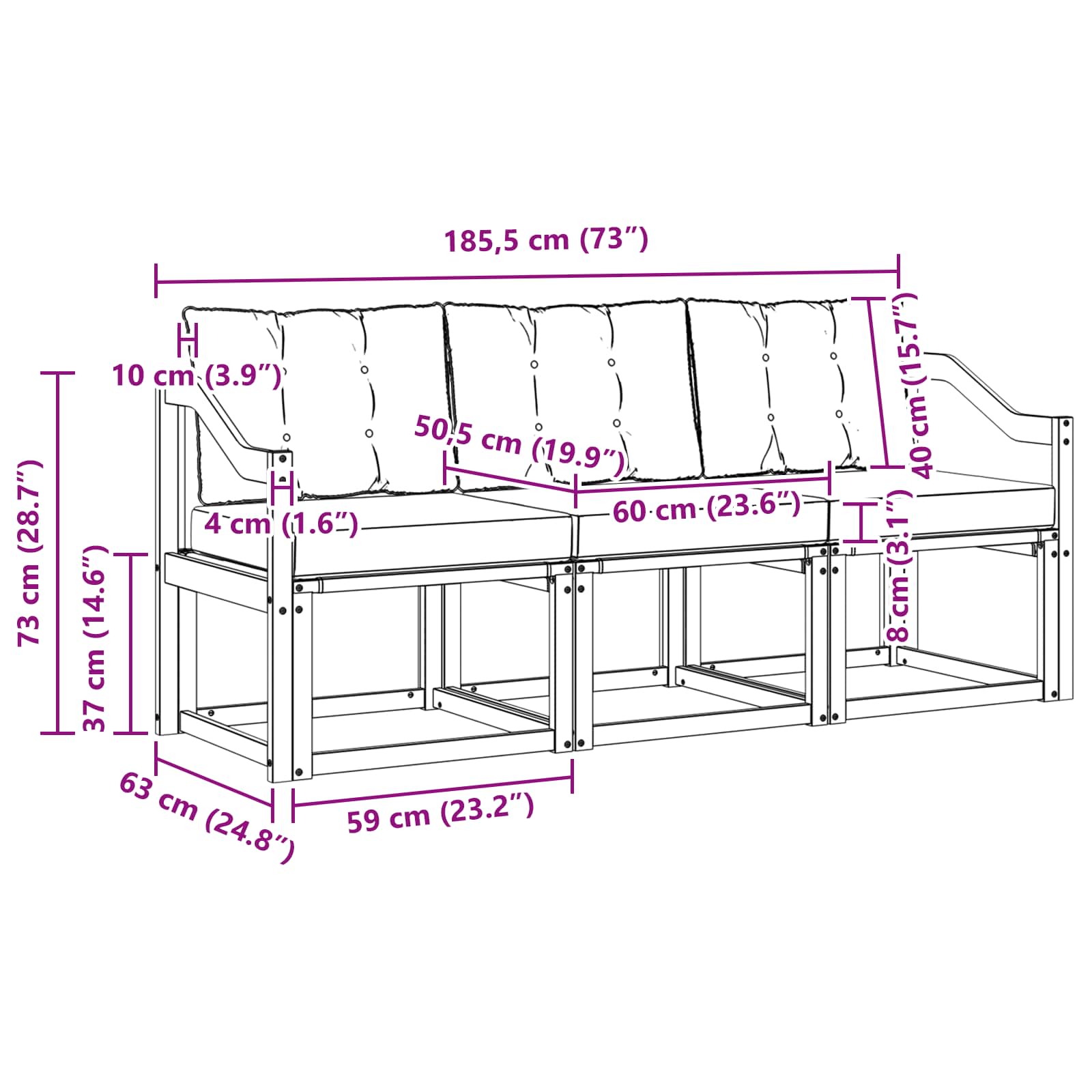 Outdoor-Sofagarnitur 3 stk. Natur und Creme