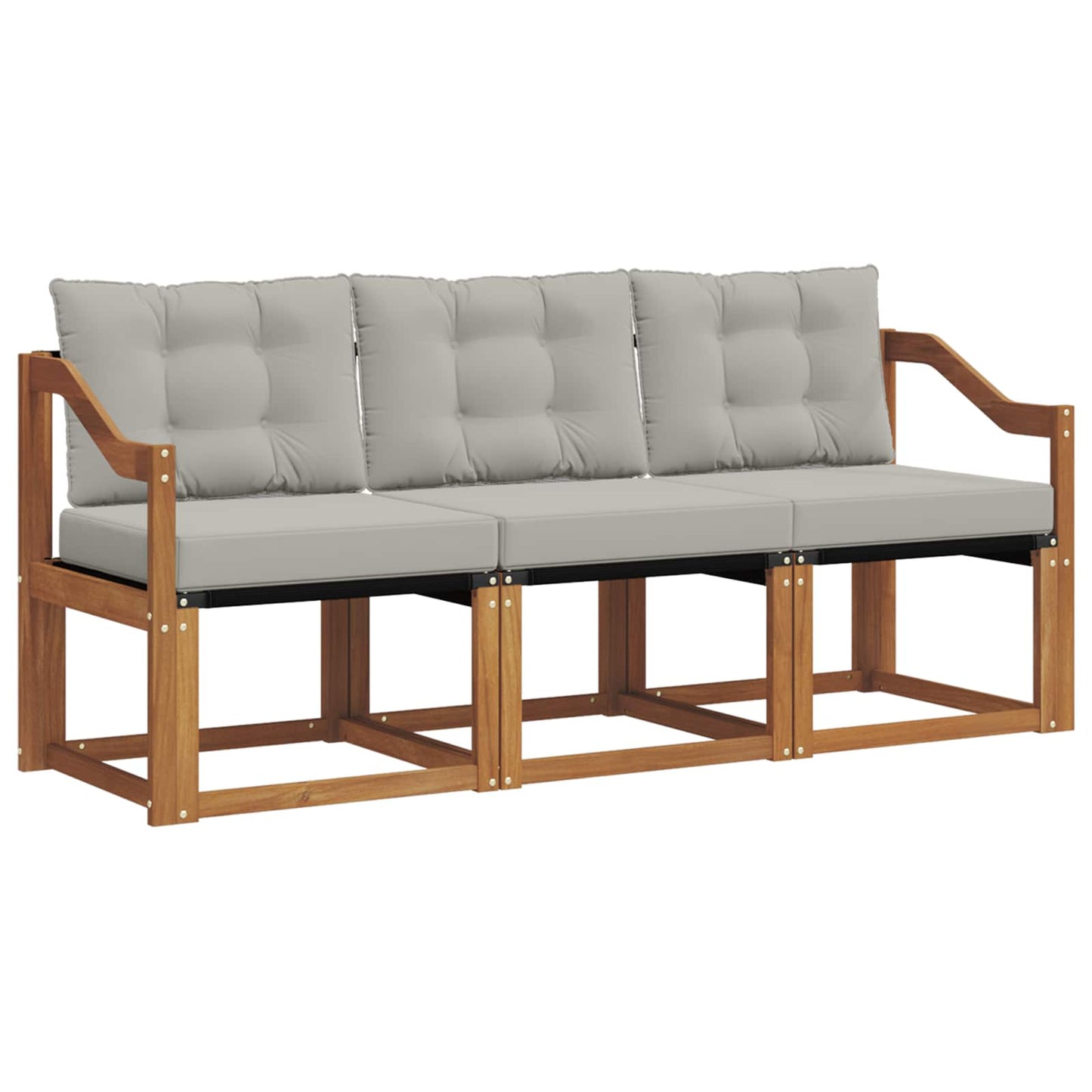 Outdoor-Sofagarnitur mit Kissen 3 pcs Natürlich und Hellgrau