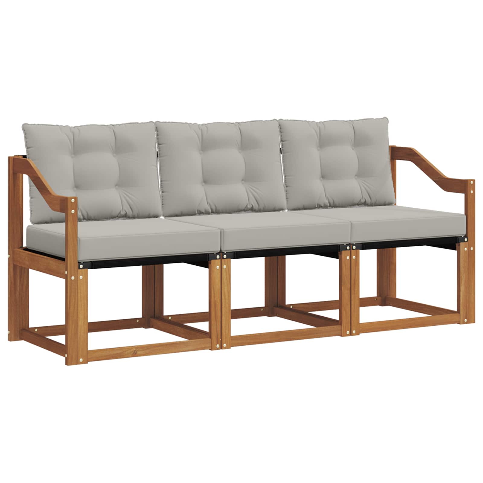 Outdoor-Sofagarnitur mit Kissen 3 pcs Natürlich und Hellgrau
