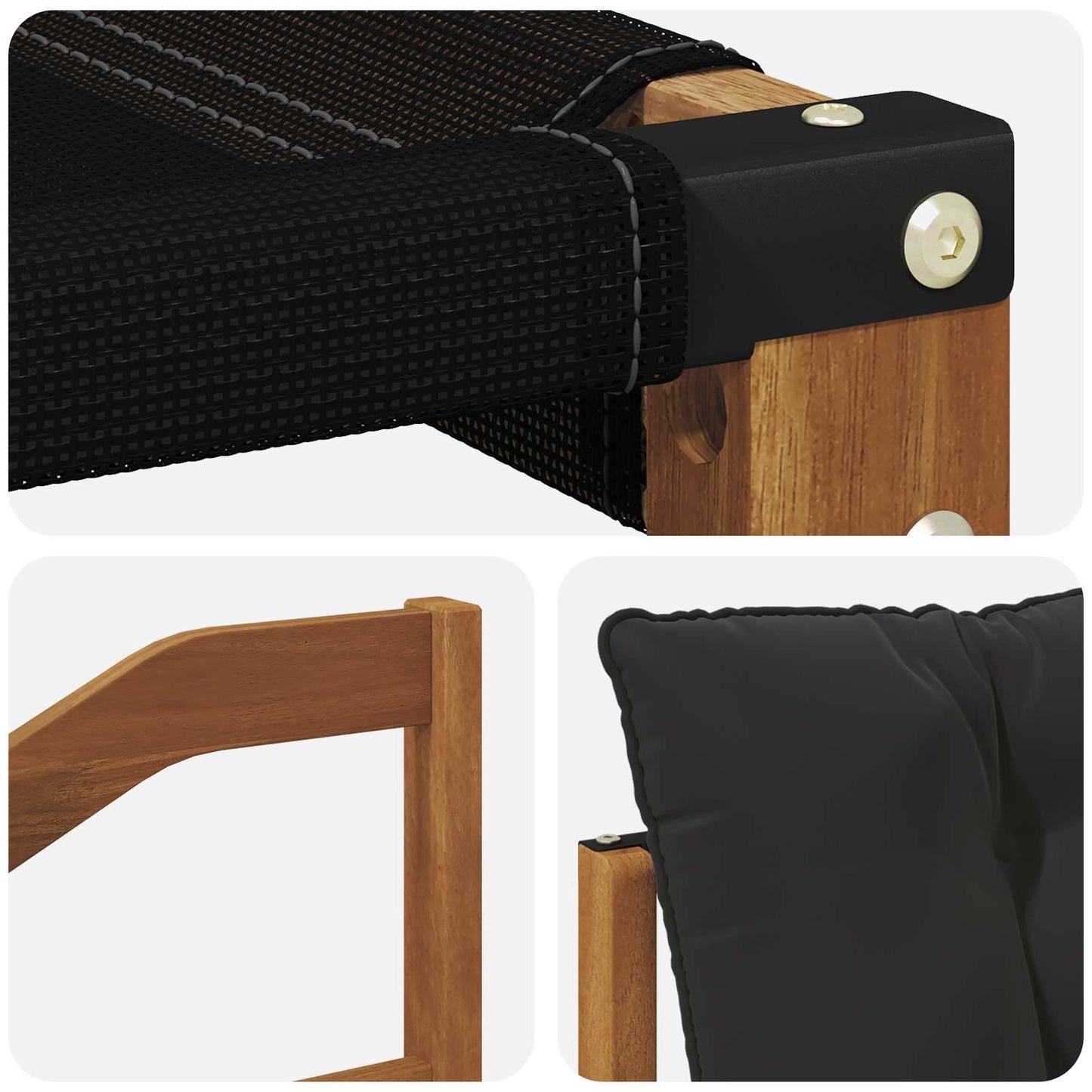 Outdoor-Sofagarnitur 3 stk. Natürlich und Schwarz