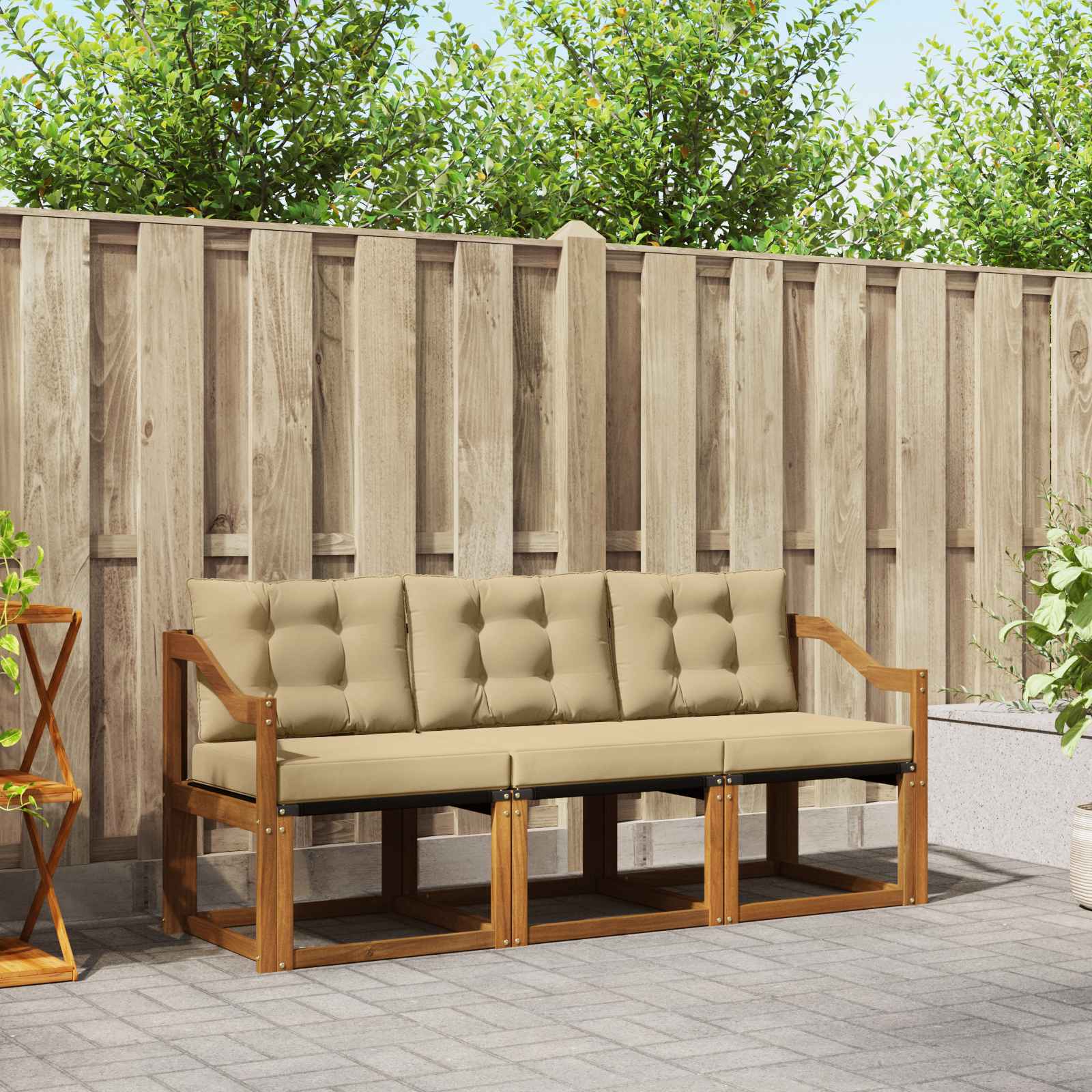 Outdoor-Sofagarnitur 3 stk. Natur und Beige
