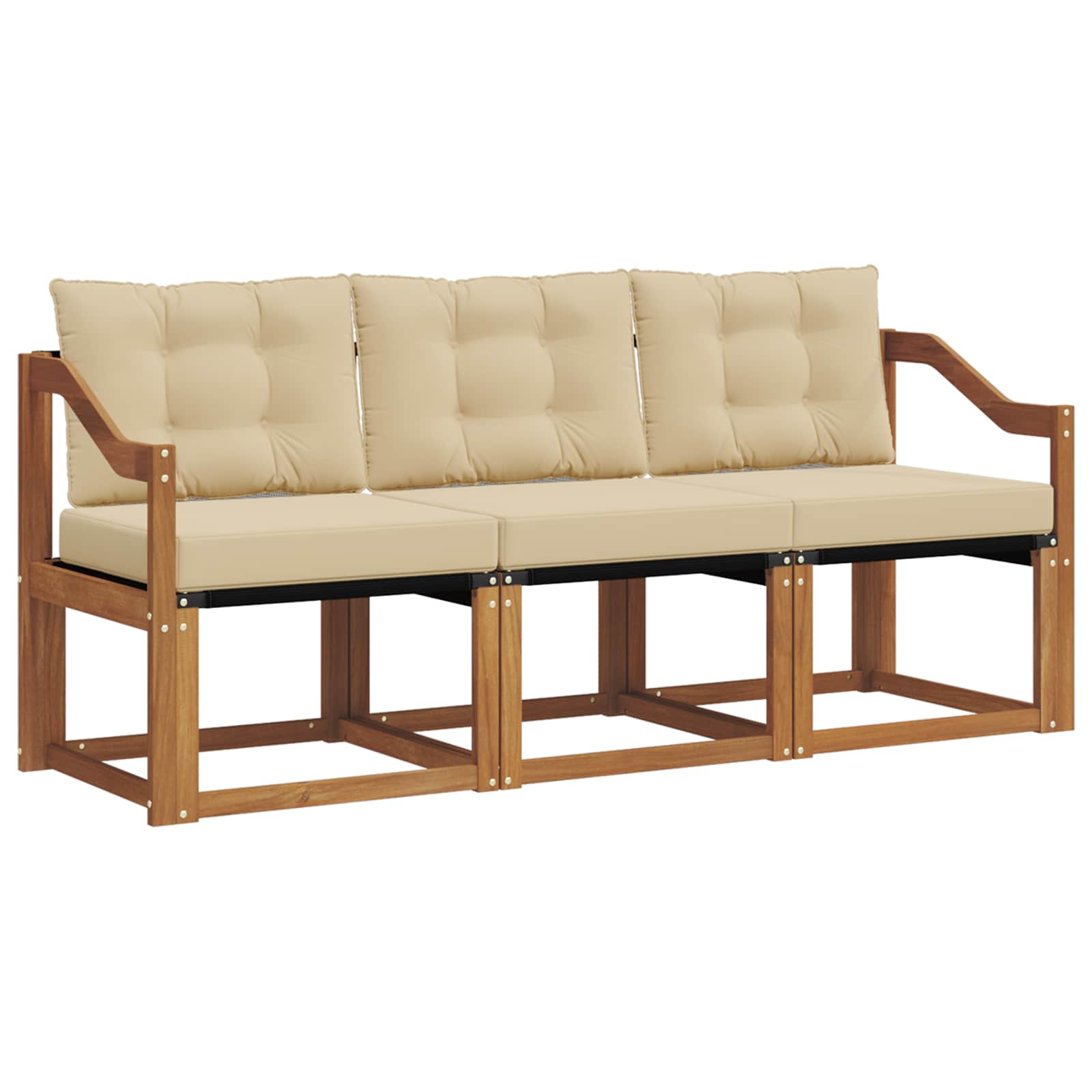 Outdoor-Sofagarnitur 3 stk. Natur und Beige
