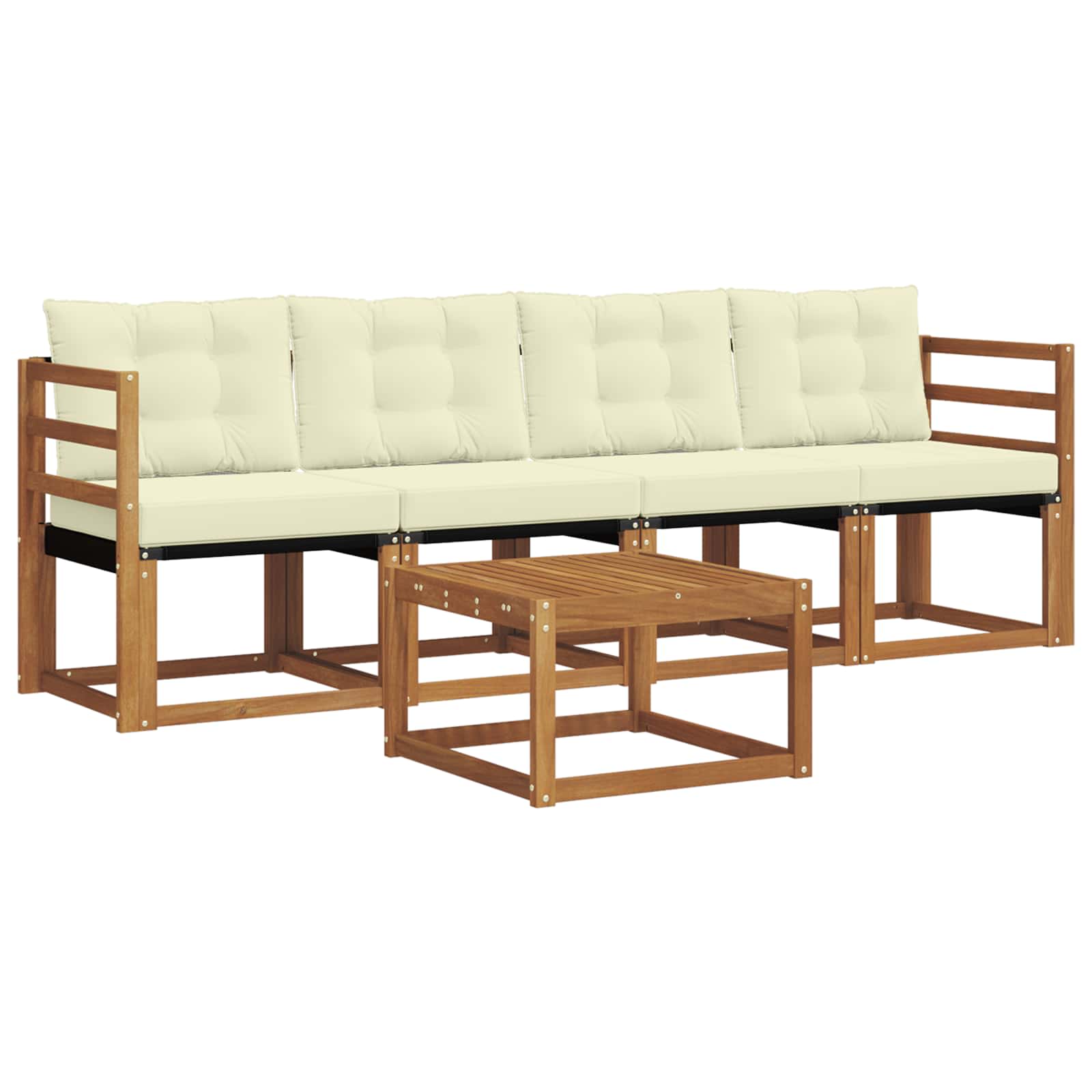Outdoor-Sofagarnitur 5 stk. Natur und Creme