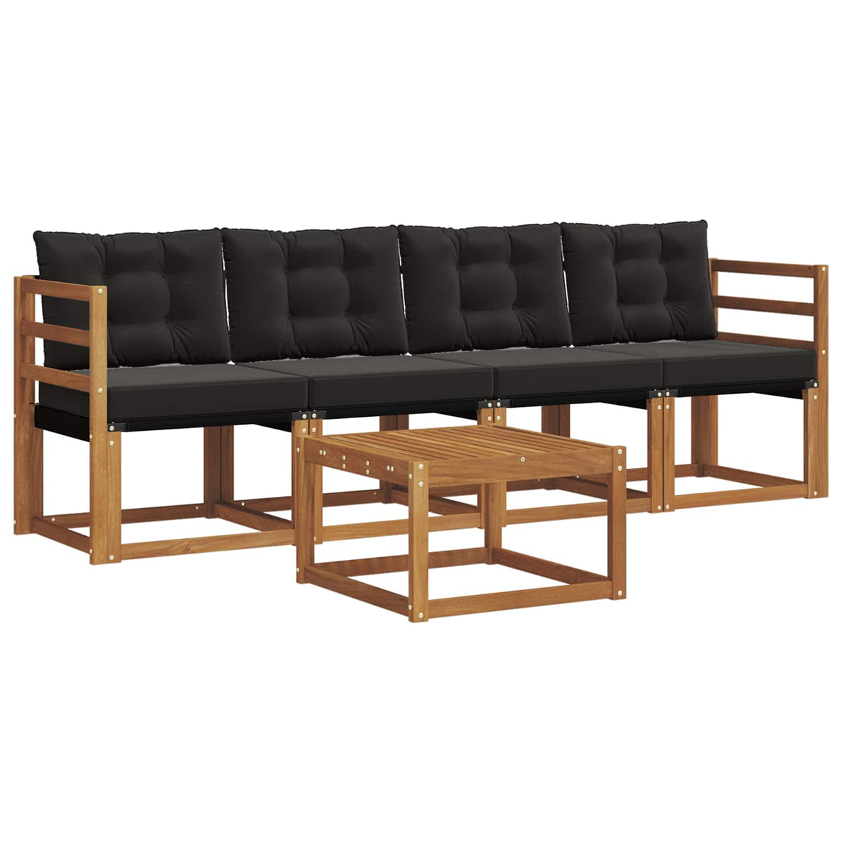 Outdoor-Sofagarnitur 5 stk. Natur und Schwarz