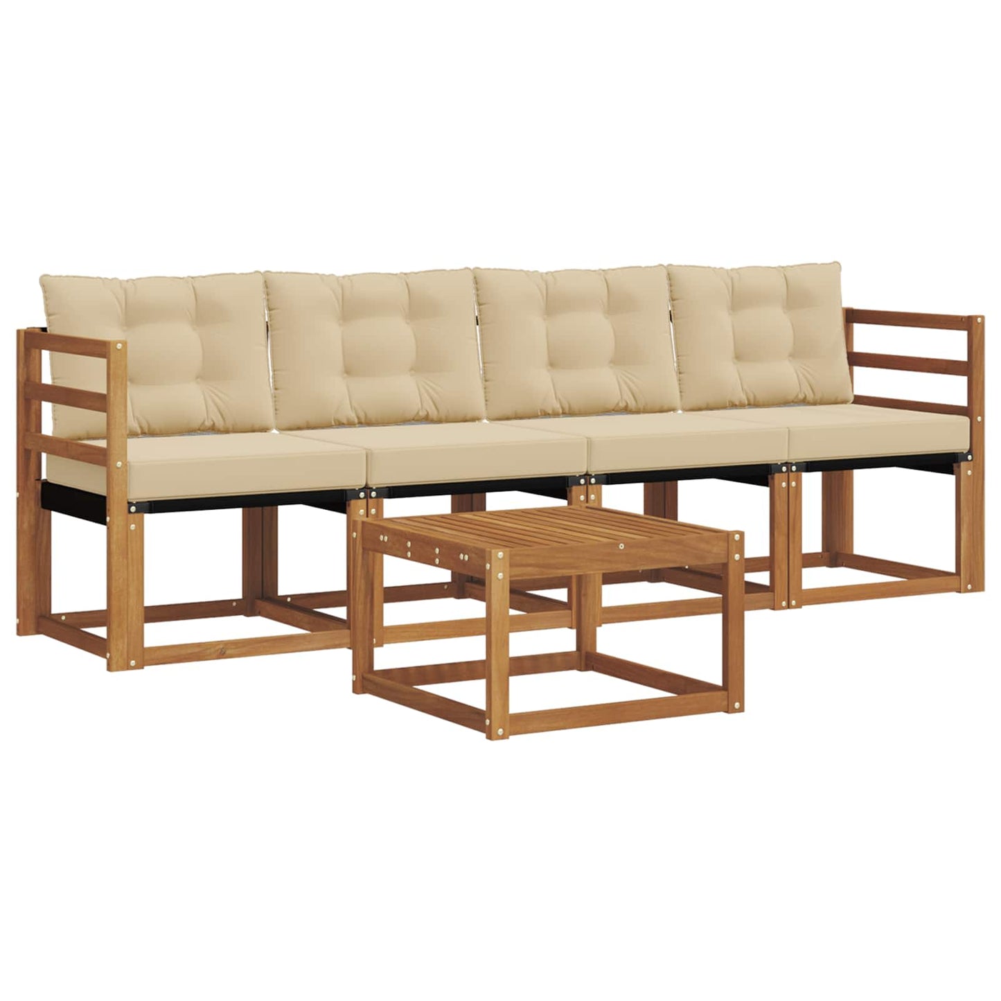 Outdoor-Sofagarnitur 5 stk. Natur und Beige