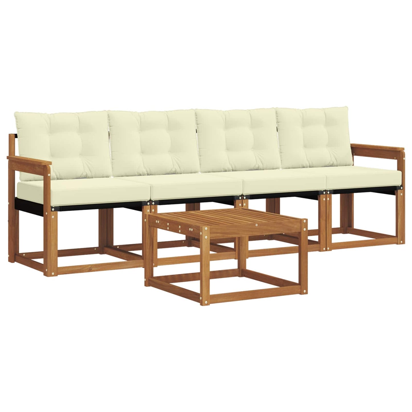 Outdoor-Sofagarnitur 5 stk. Natur und Creme