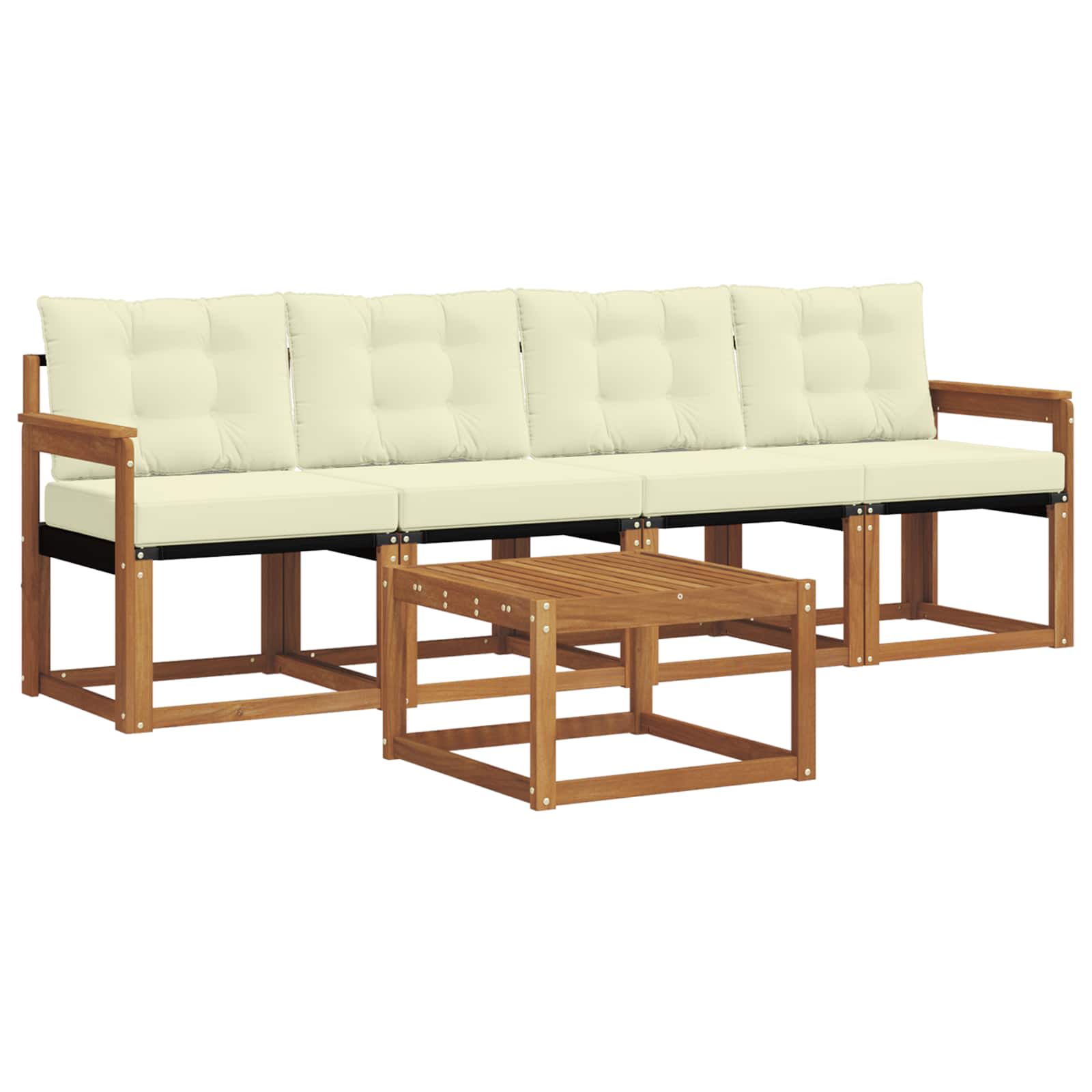 Outdoor-Sofagarnitur 5 stk. Natur und Creme