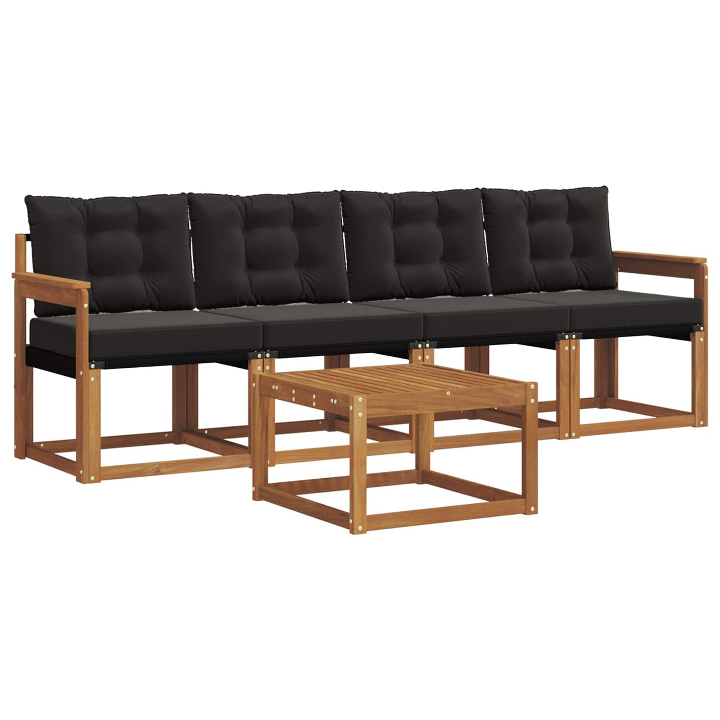Outdoor-Sofagarnitur mit Kissen 5 pcs Natürlich und Schwarz