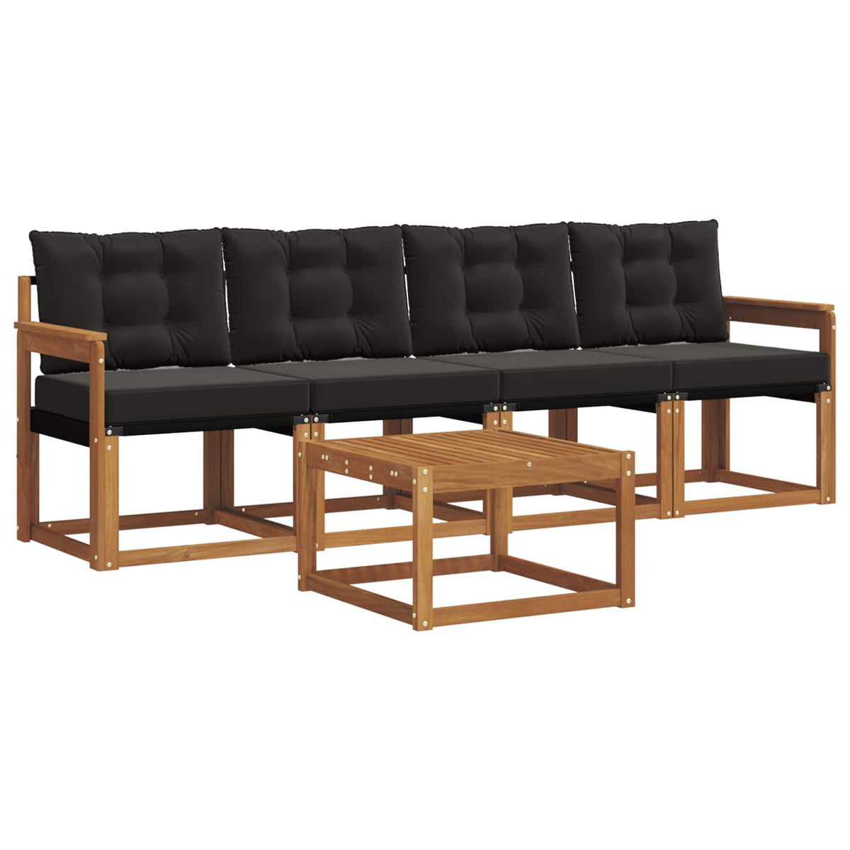 Outdoor-Sofagarnitur 5 stk. Natur und Schwarz